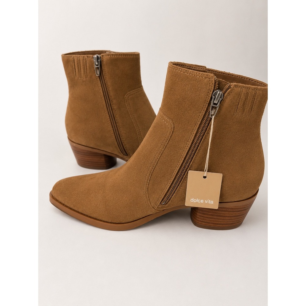 Dolce Vita Fahari H2O Brown Suede Waterproof Square Toe Ankle Boots Womens10.5 M - Picture 3 of 6